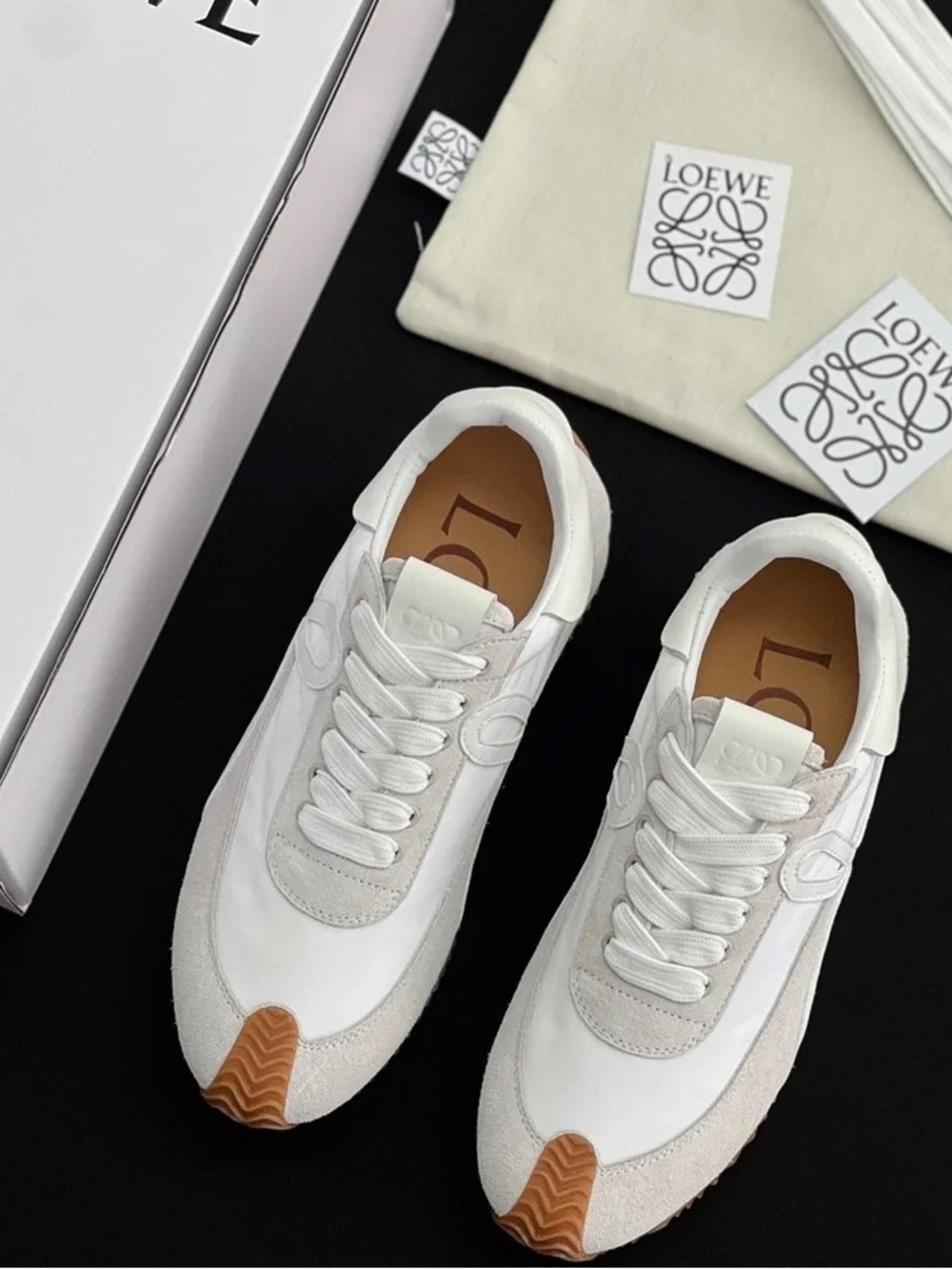 Loewe White Leather & Gum Sole Low-Top Sneakers - Picture 3 of 8